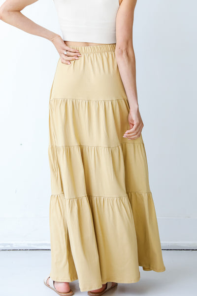 Tiered Maxi Skirt in yellow back view