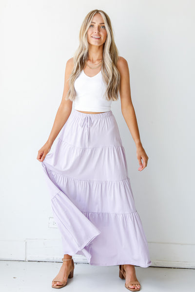 Tiered Maxi Skirt in lilac