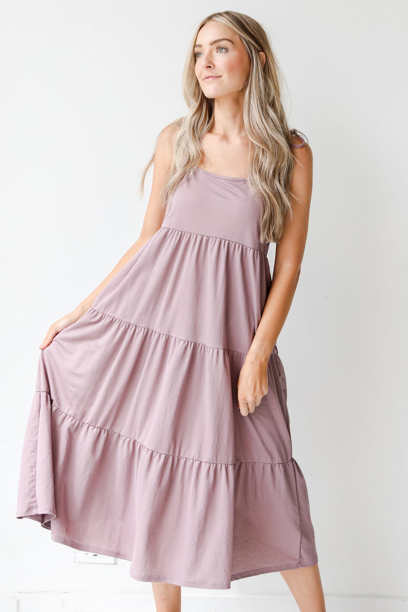 Tiered Midi Dress in lavender