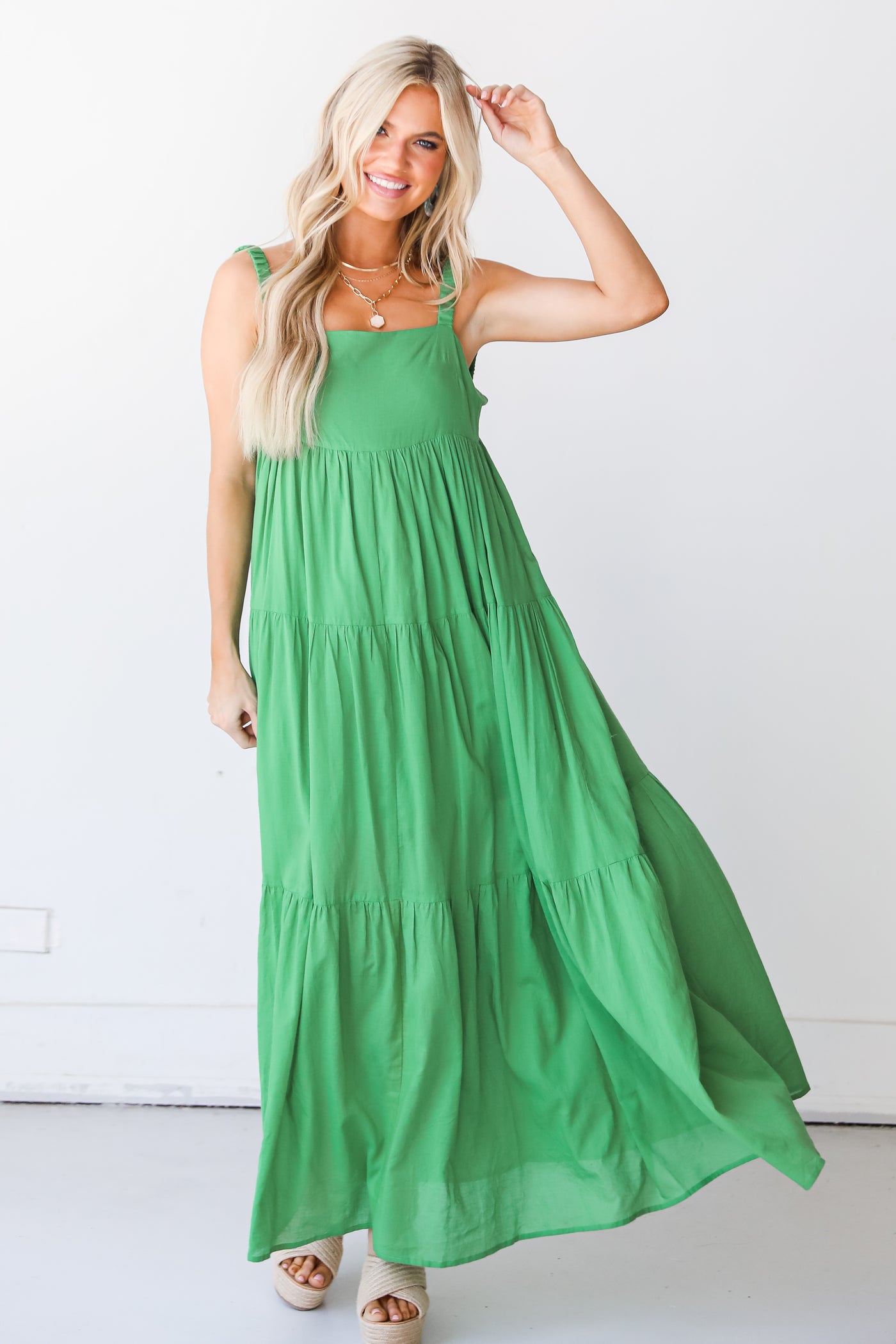 green Tiered Maxi Dress