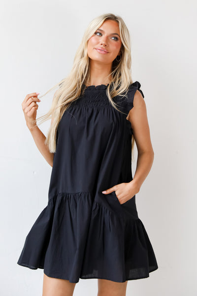 black ruffle Mini Dress