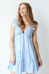Smocked Tiered Mini Dress in blue