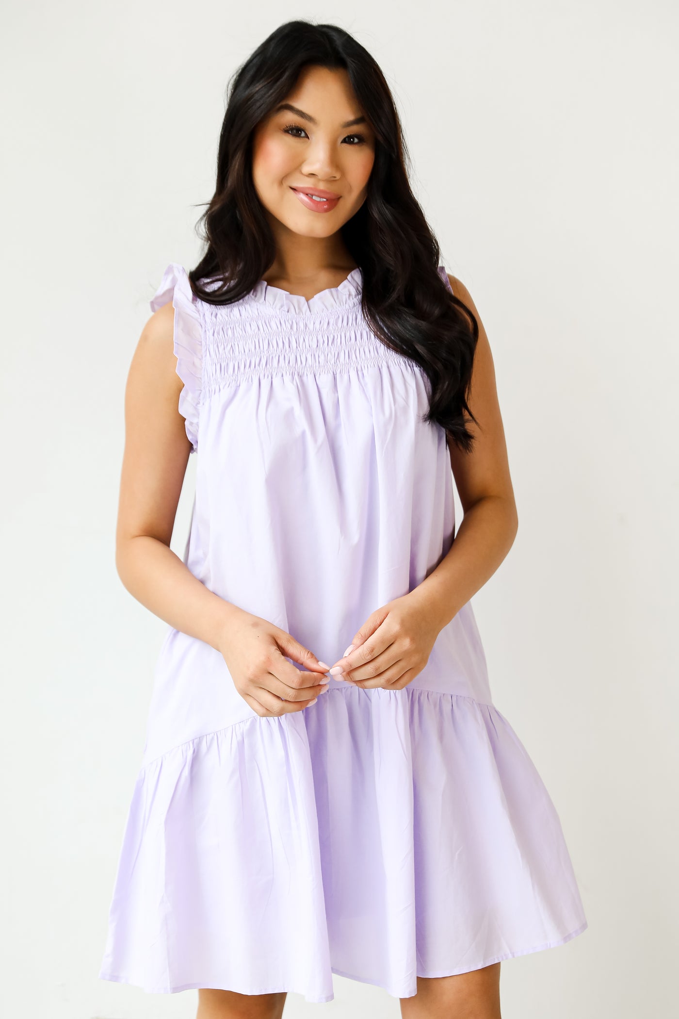 purple ruffle Mini Dress