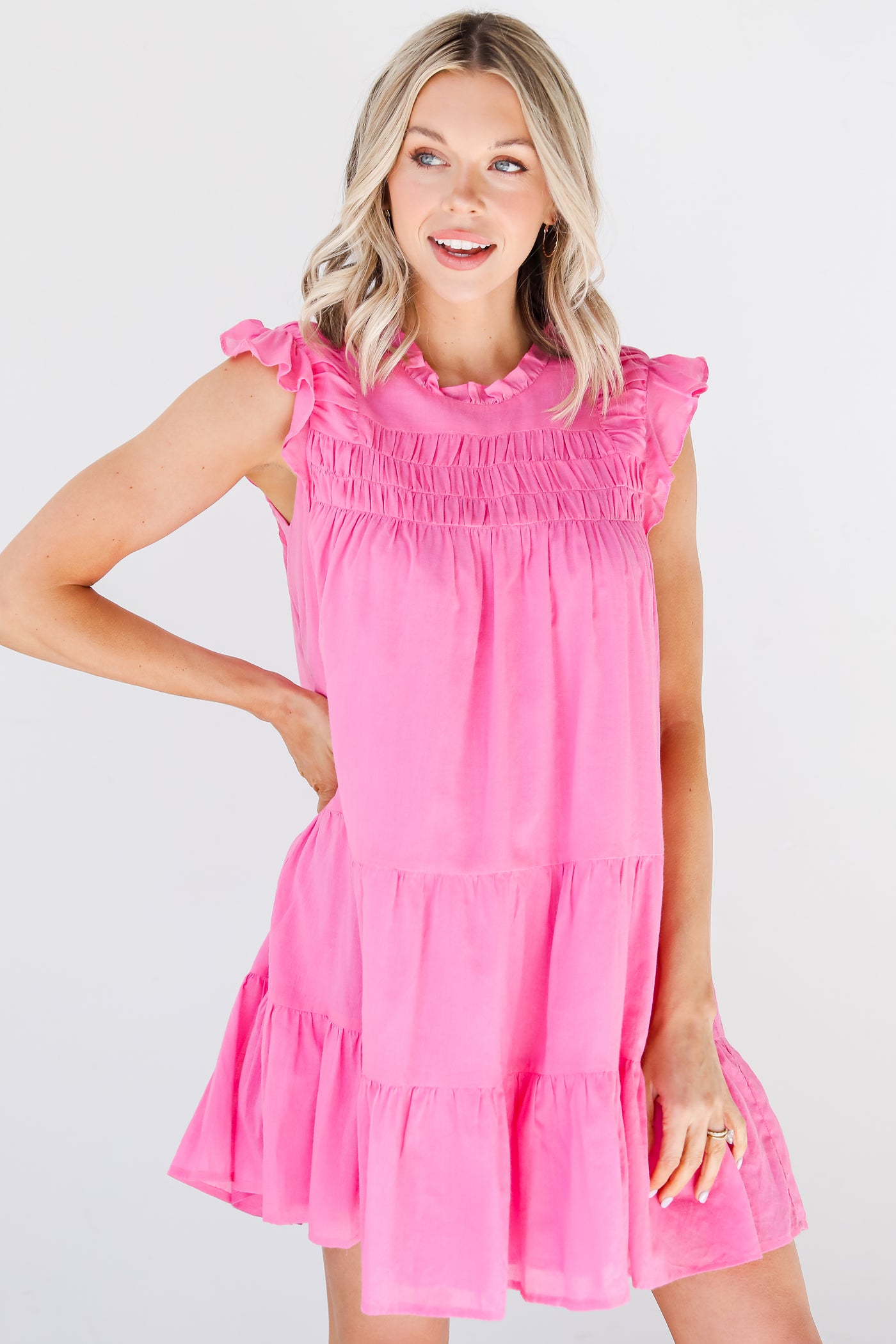 pink ruffle Mini Dress