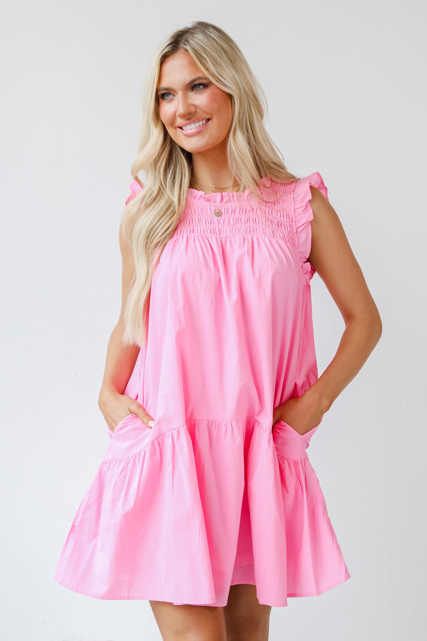 pink ruffle Mini Dress