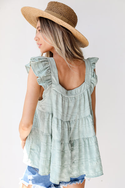 Tiered Tank in sage back view