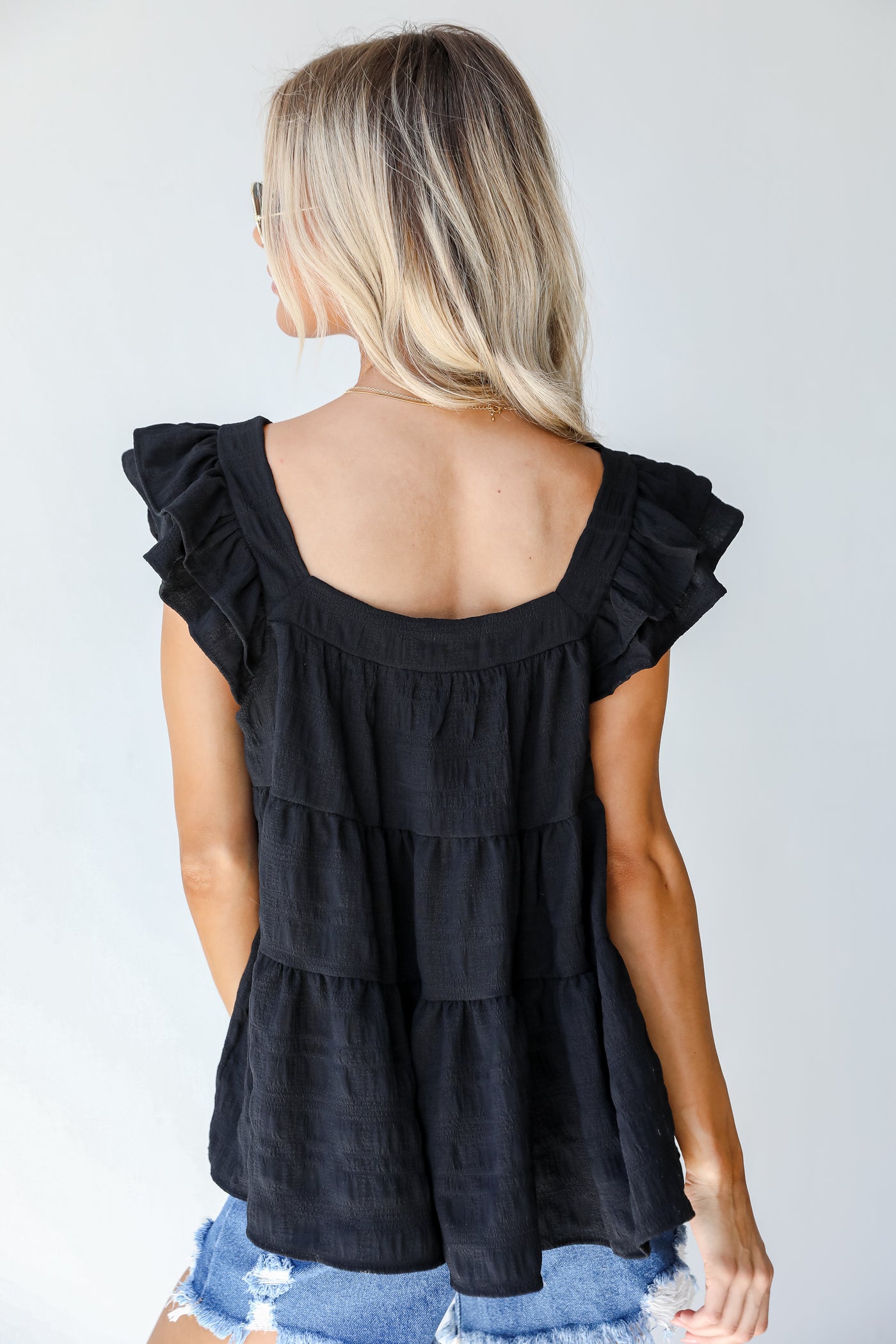 Tiered Tank in black back view