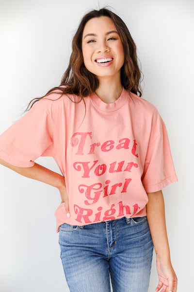 Treat Your Girl Right Graphic Tee on model