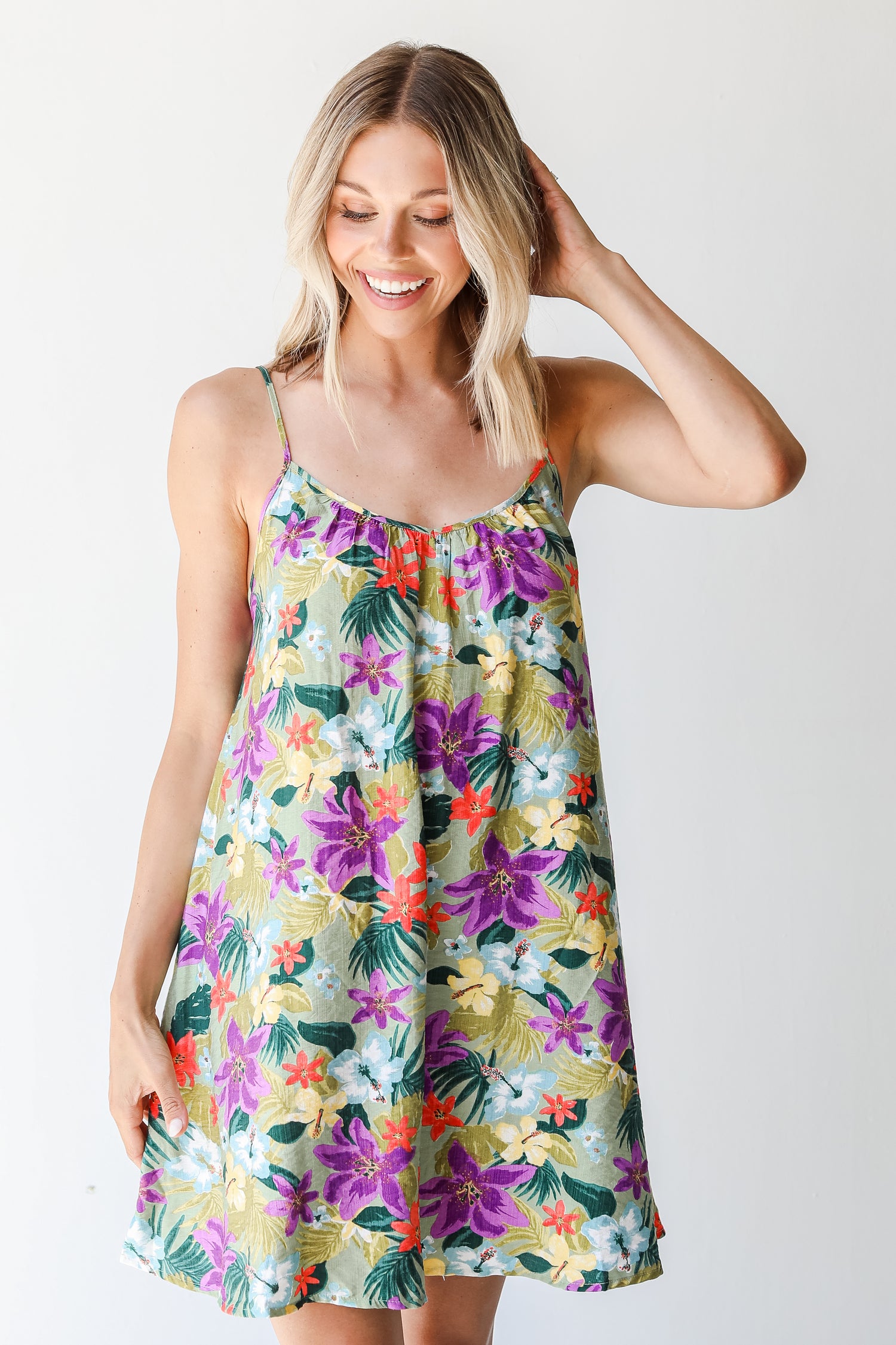 Floral Mini Dress on model