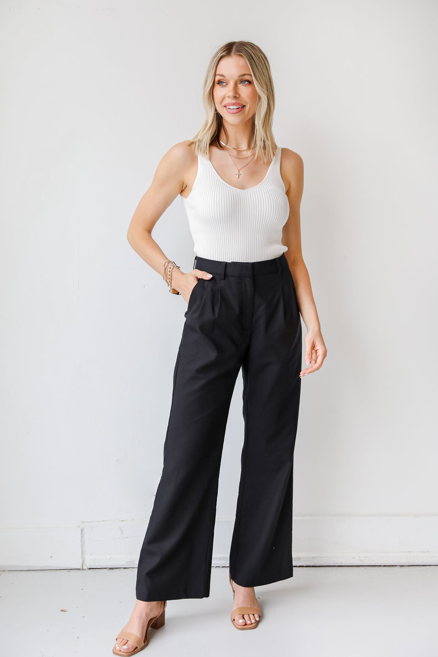 Trouser Pants in black front view