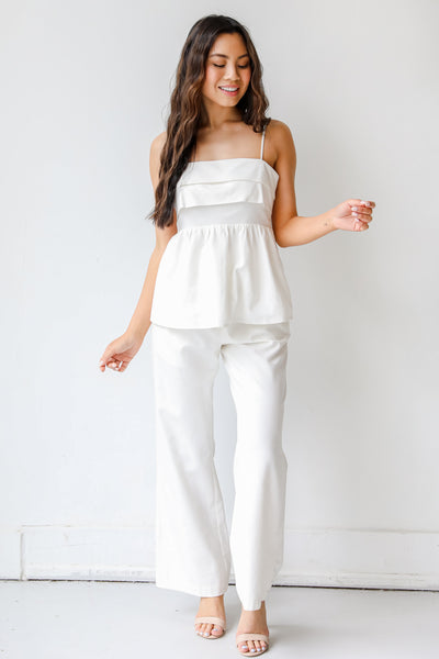 Trouser Pants in white front view
