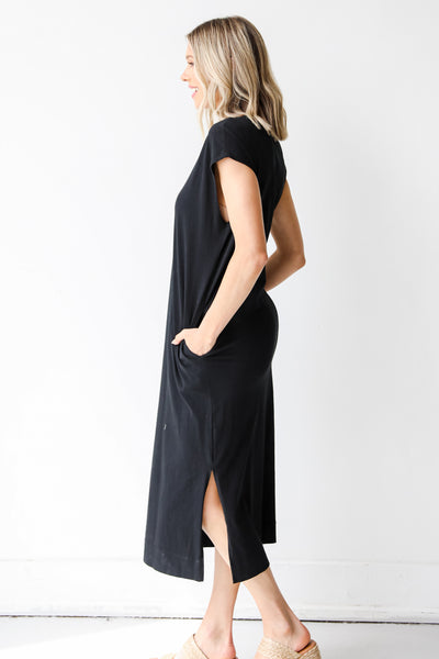 Midi Dress in black side view