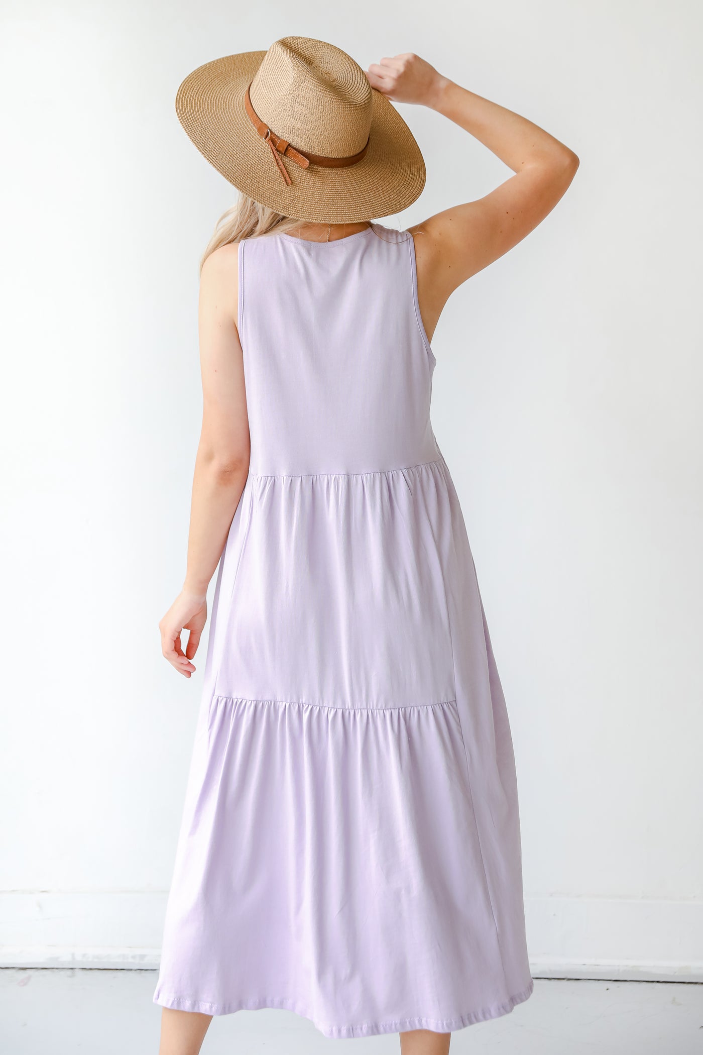 Tiered Maxi Dress in lilac back view