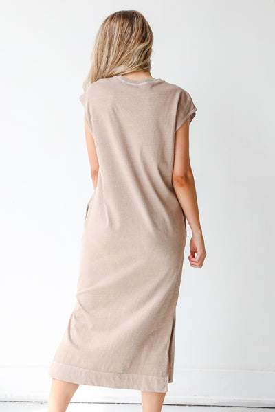 Midi Dress in taupe back view