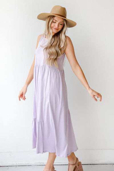 Tiered Maxi Dress in lilac side view