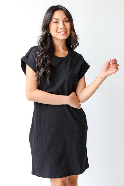 T-Shirt Dress in black on model