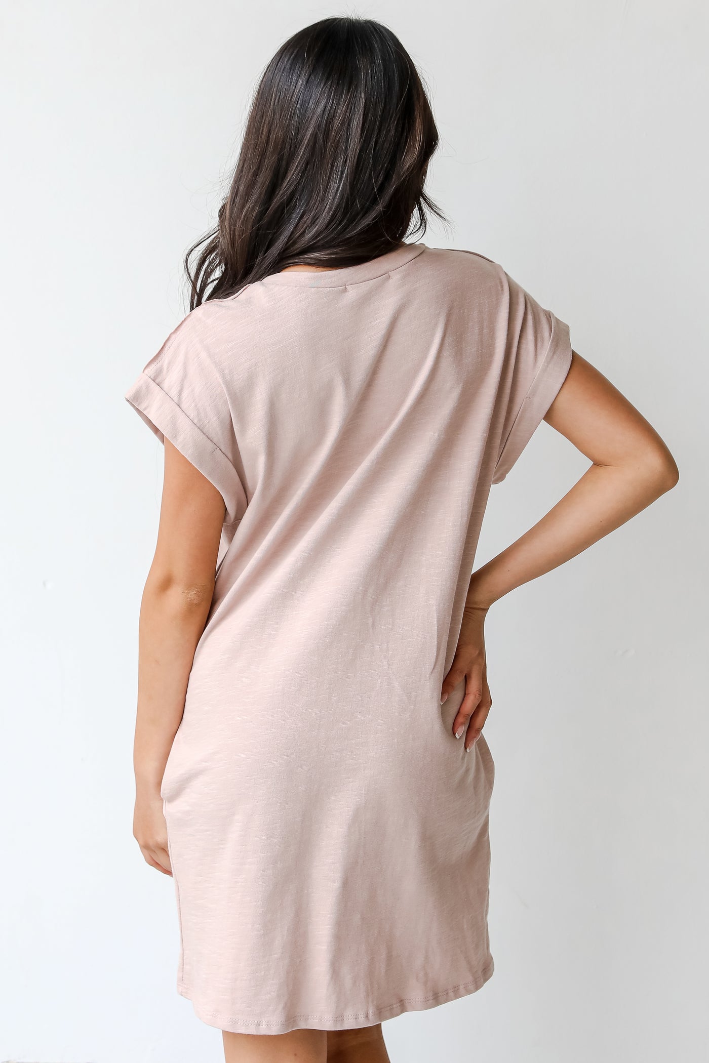 T-Shirt Dress in taupe back view