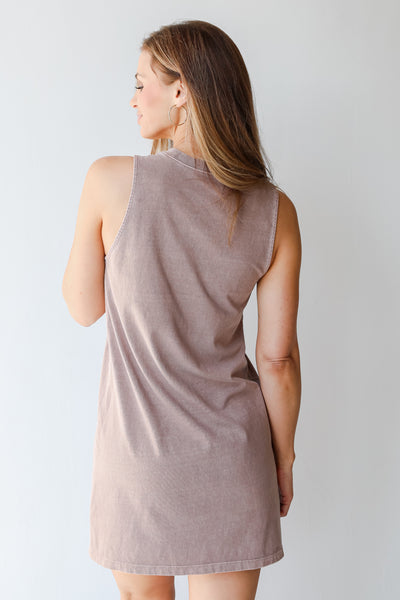Mini Dress in taupe back view