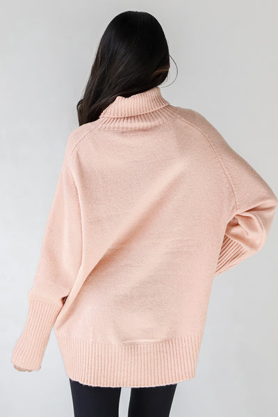 Turtleneck Sweater in blush back view