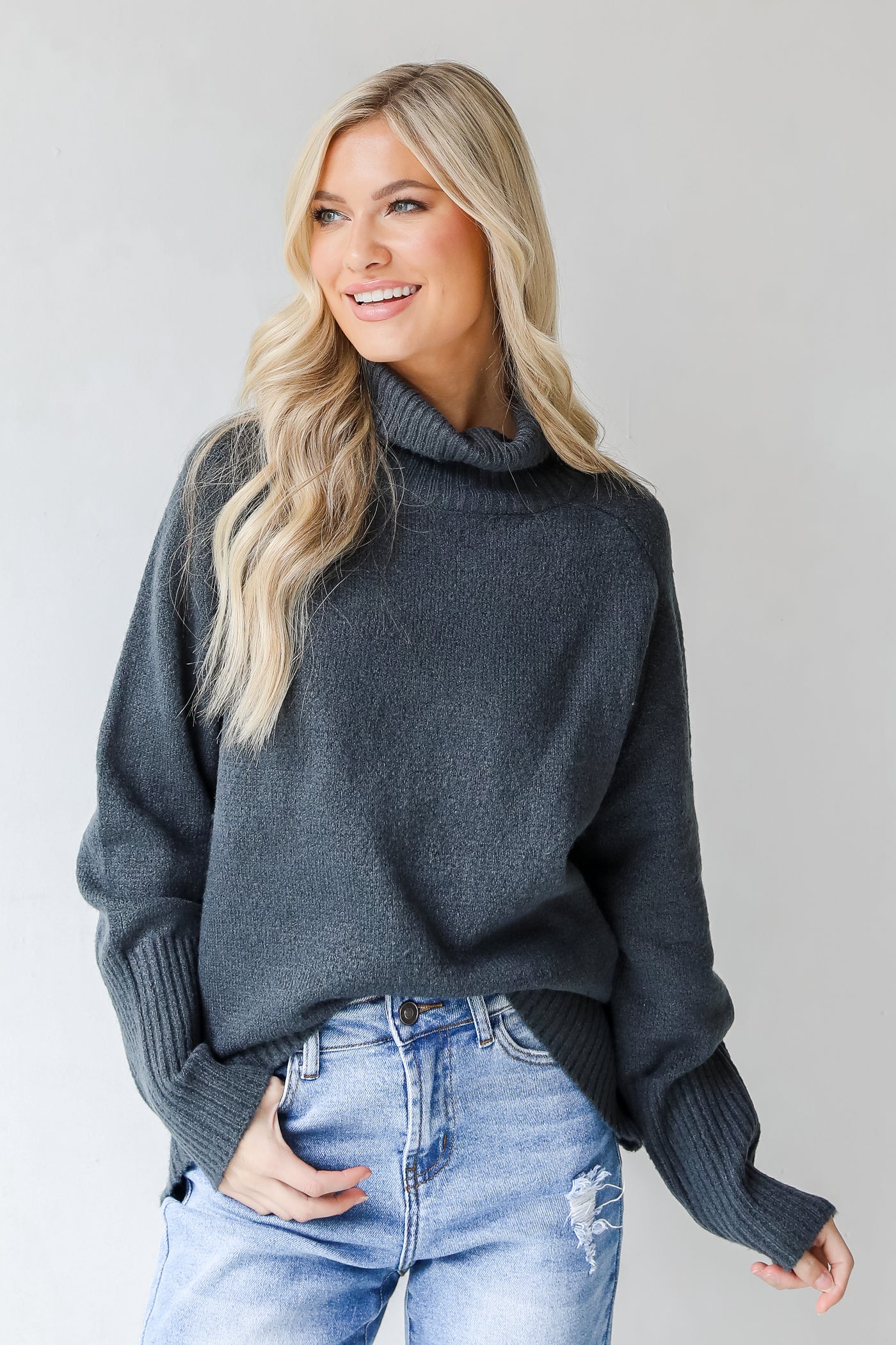 Turtleneck Sweater in denim