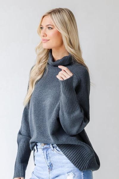 Turtleneck Sweater in denim side view