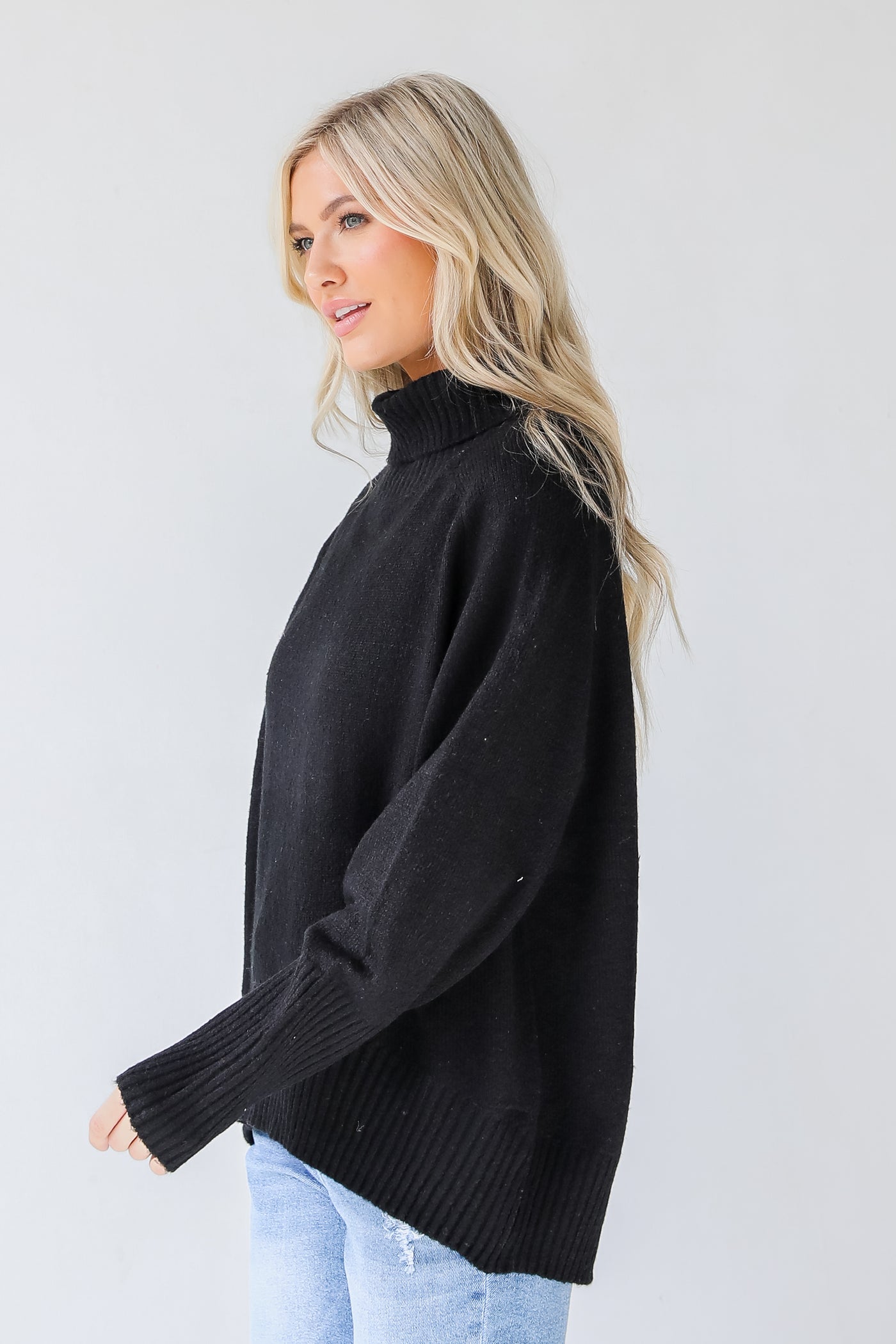Turtleneck Sweater in black side view