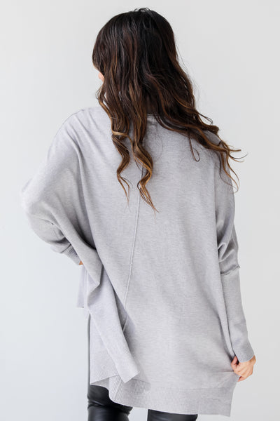 grey Turtleneck Sweater back view