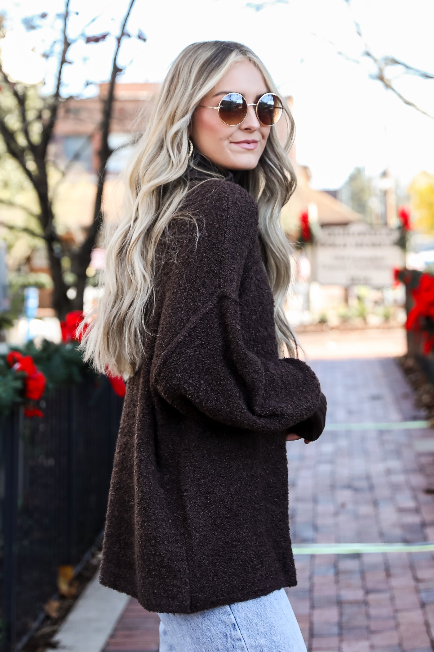 brown Turtleneck Sweater side view
