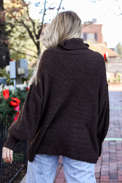 brown Turtleneck Sweater back view