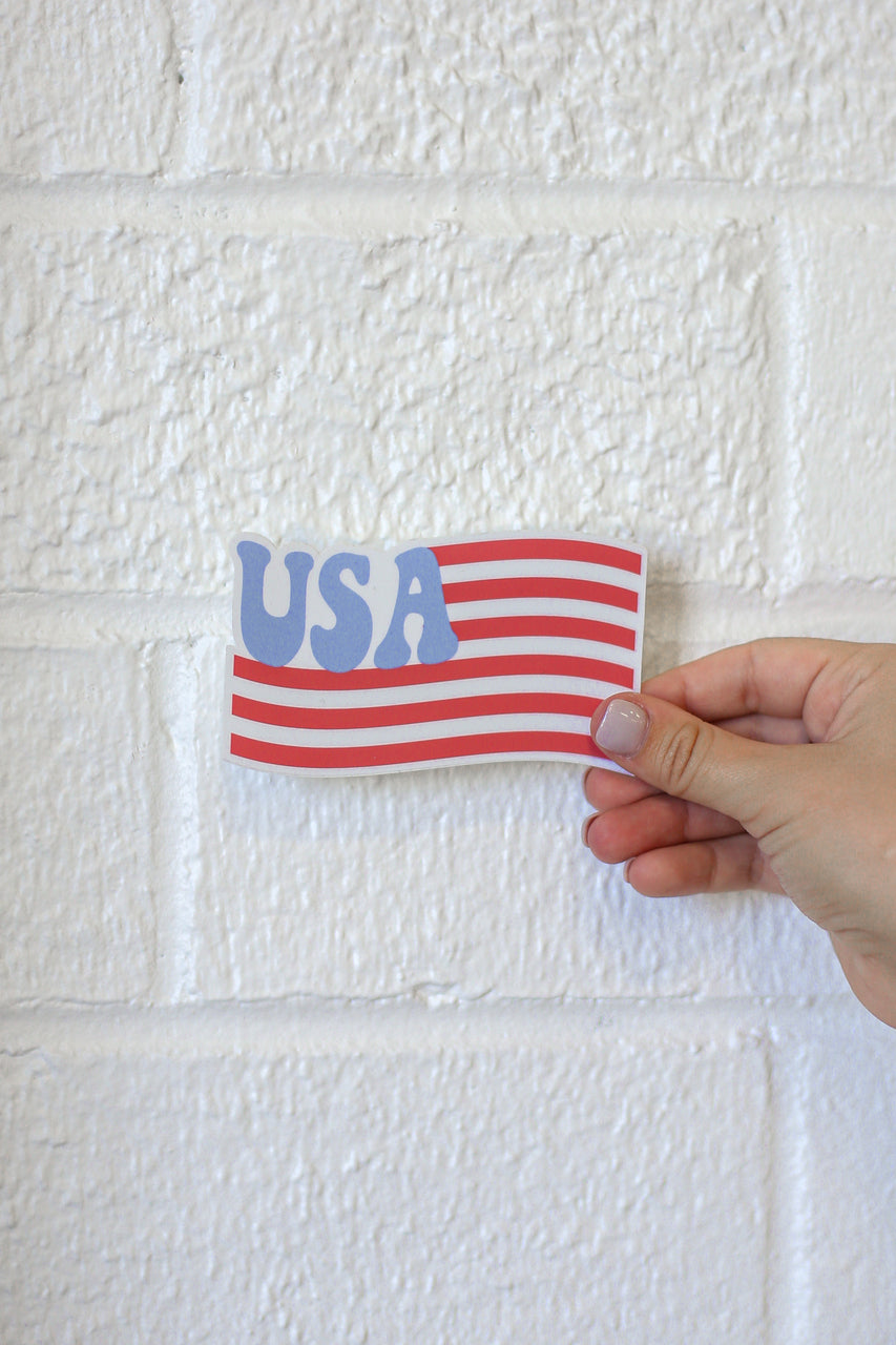 USA Flag Sticker flat lay