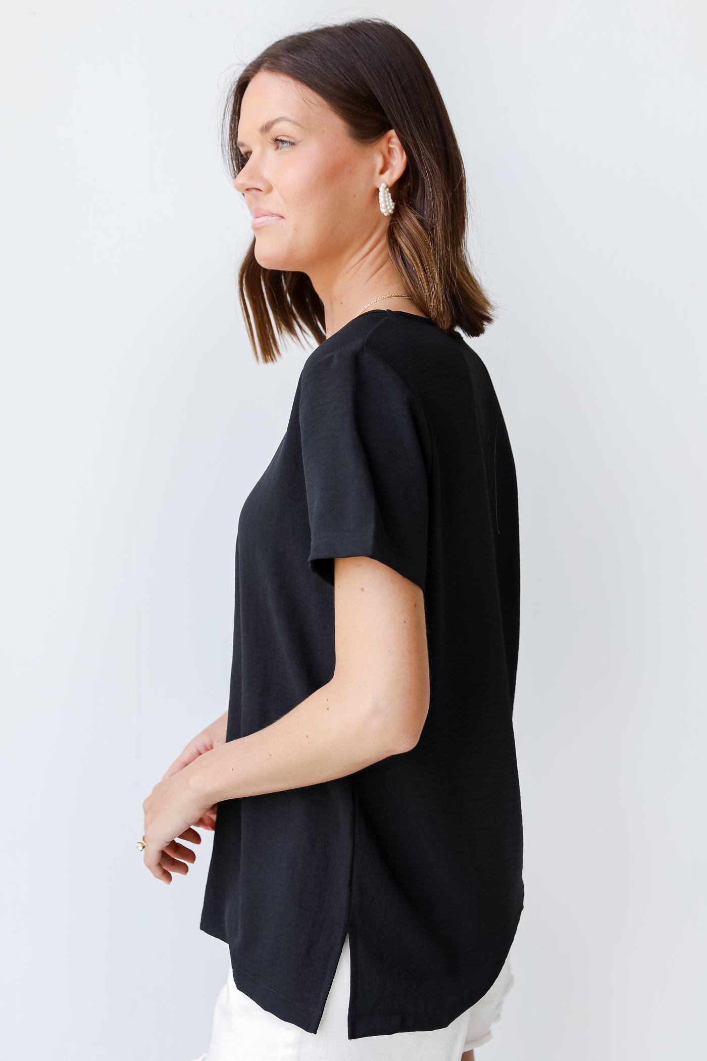 Blouse in black side view