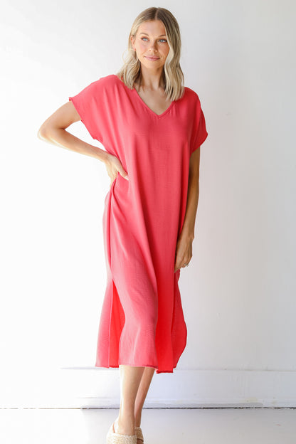 Midi Dress in coral