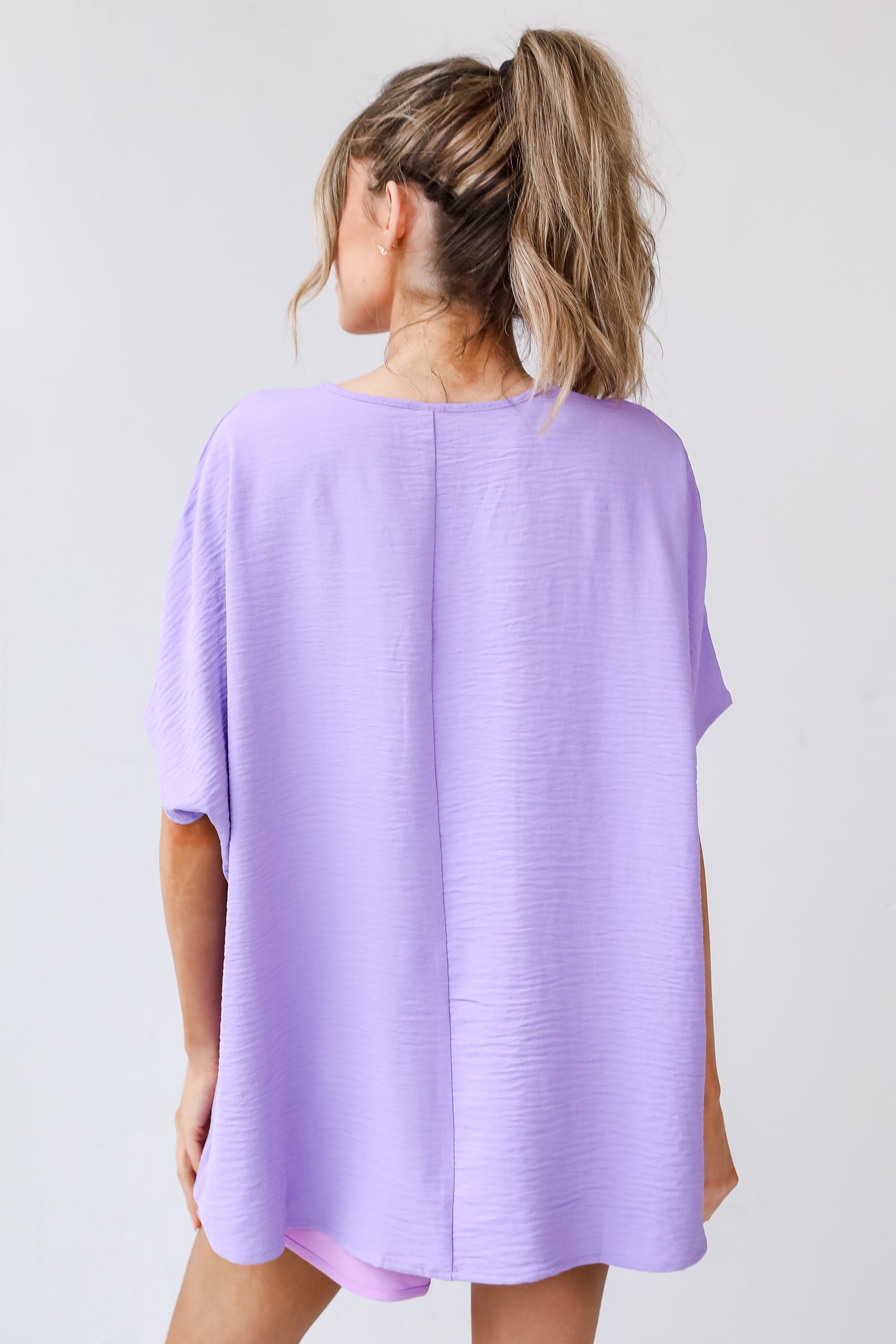 purple oversized Blouse back view