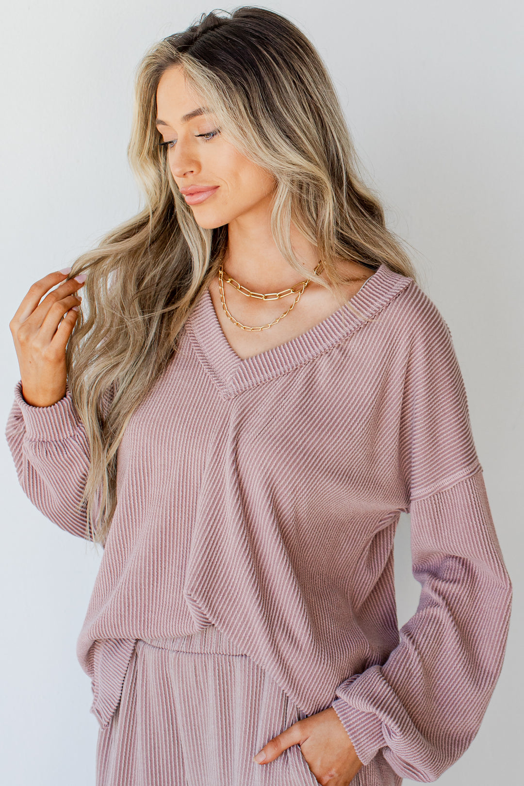 Corded Pullover in blush