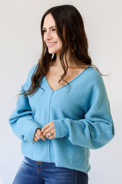 blue Sweater side view