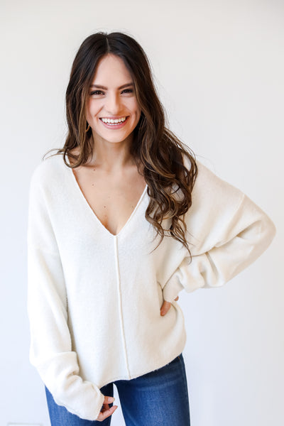 white Sweater on model