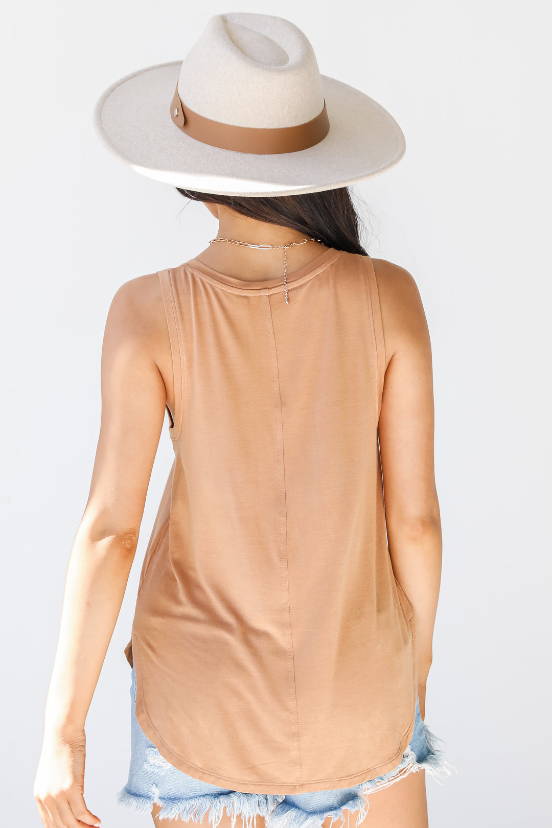 Jersey Knit Tank in camel back view