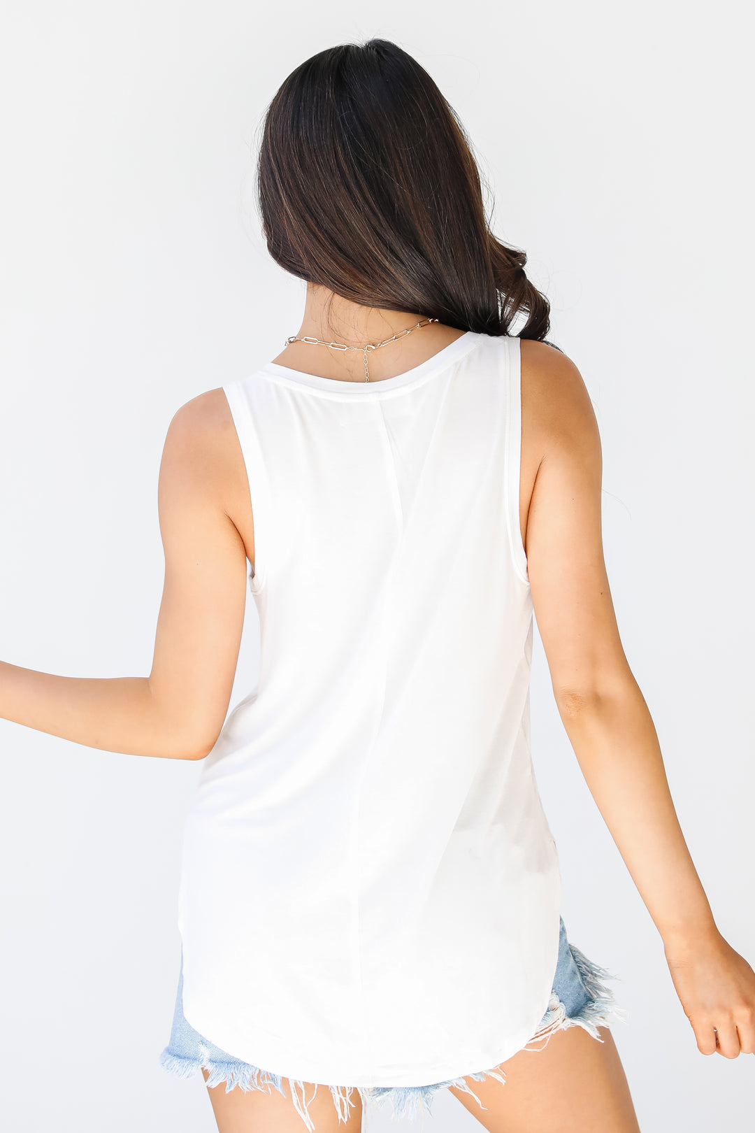 Jersey Knit Tank in ivory back view