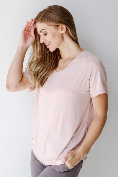 Everyday Tee in blush side view