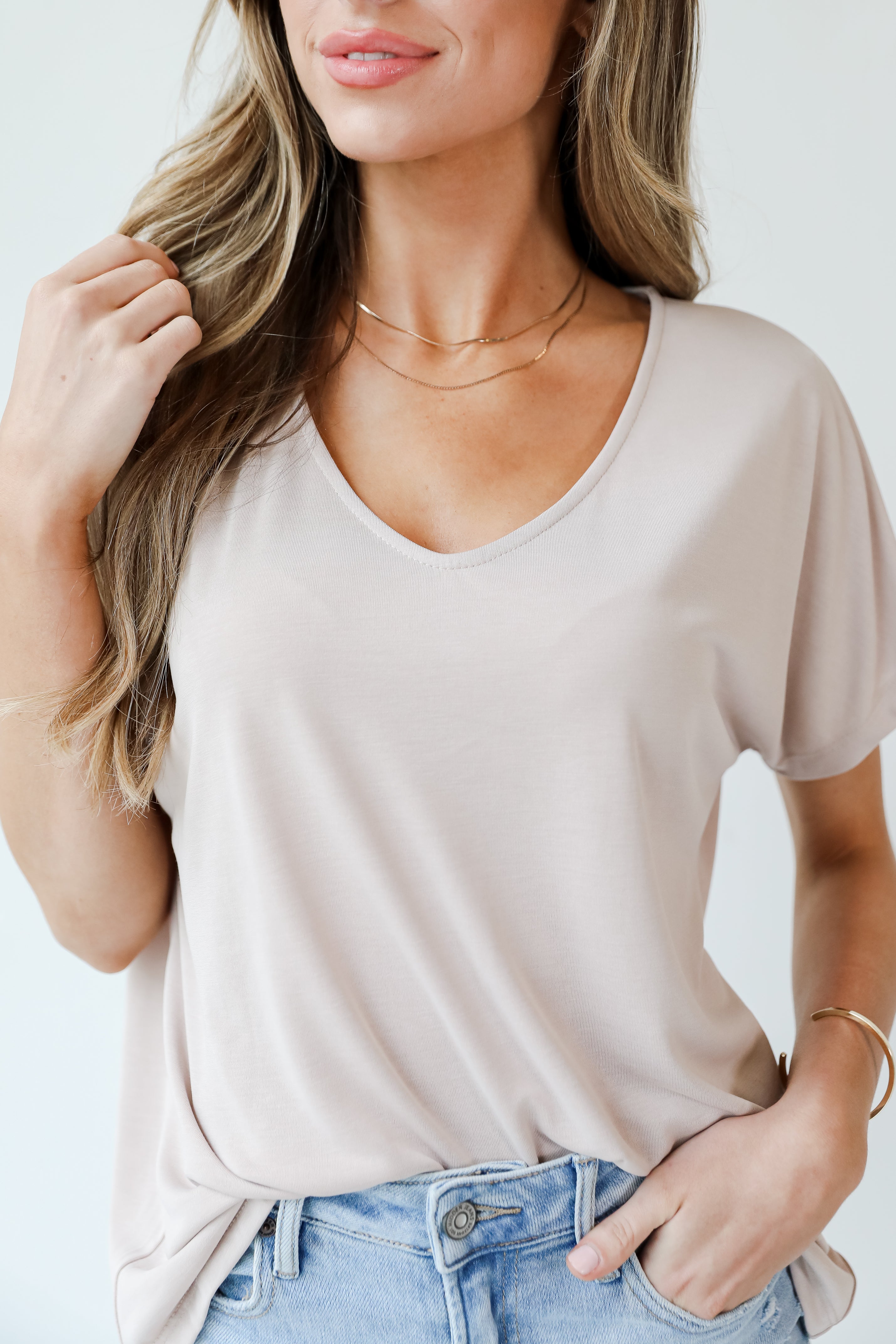 tan Everyday Tee close up