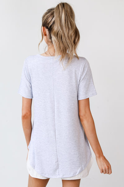 heather grey V-Neck Tee back view