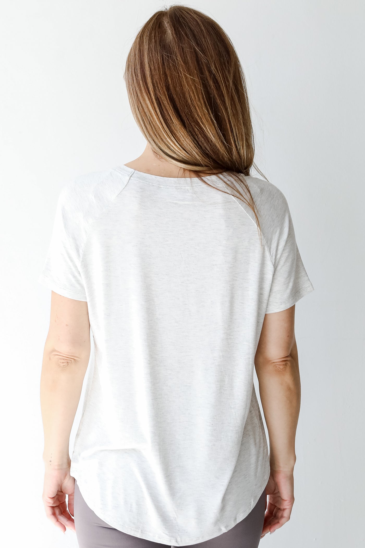 Everyday Tee in heather grey back view