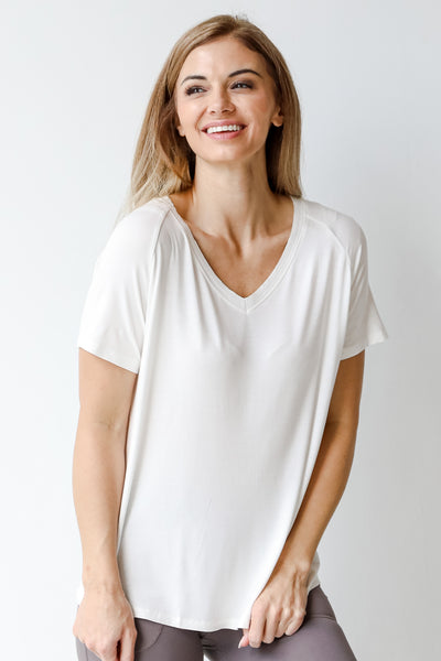 Everyday Tee in white on model