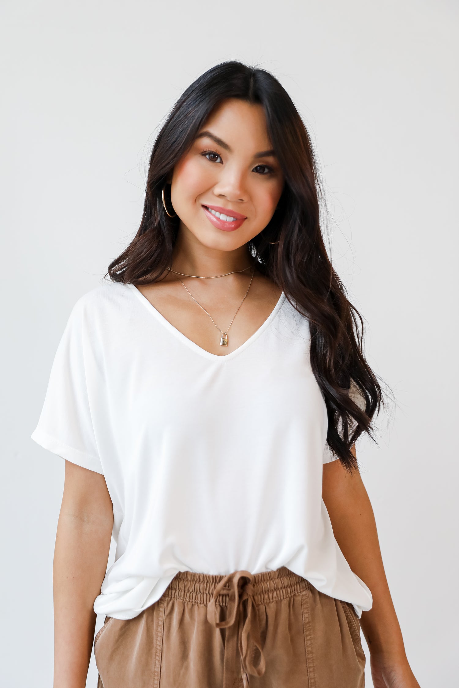 white Everyday Tee on model