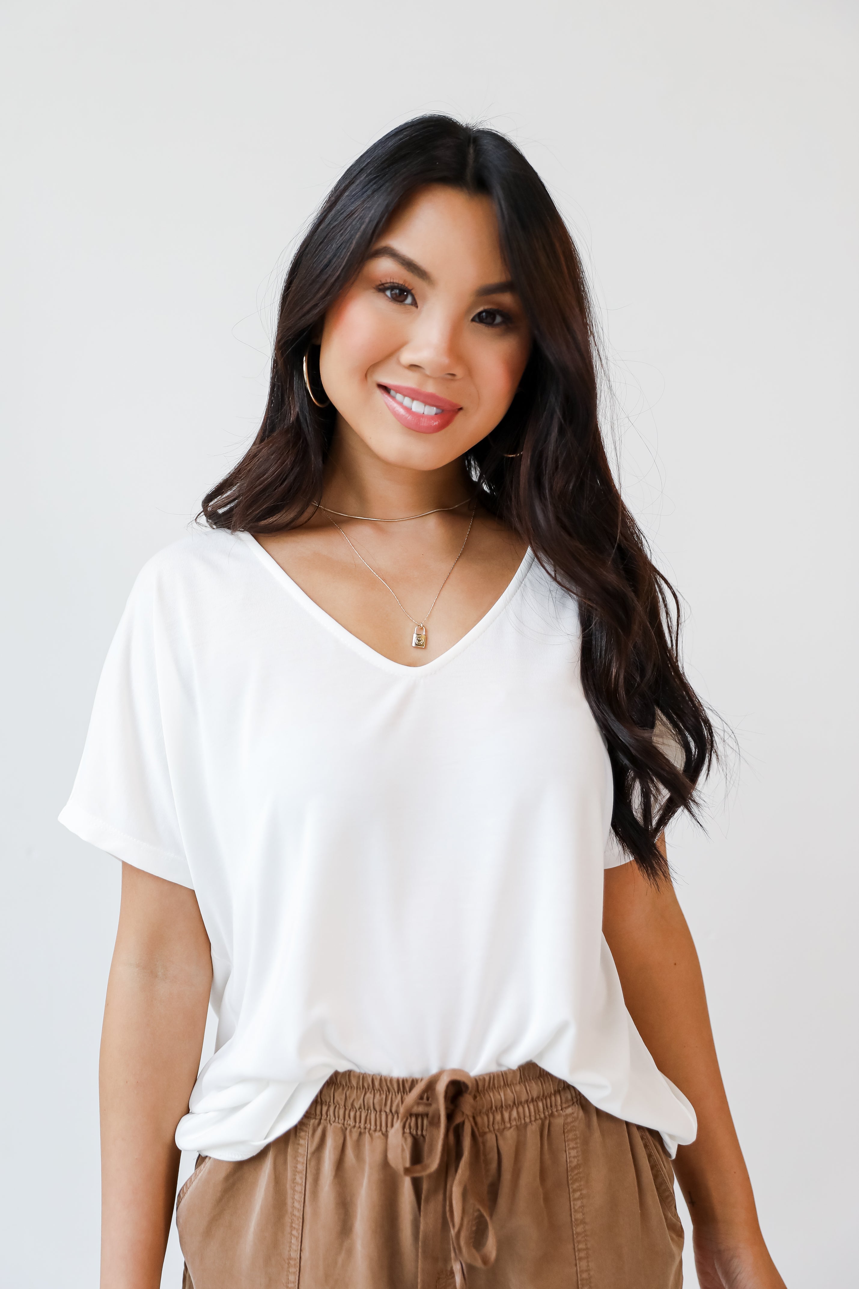 white Everyday Tee on model