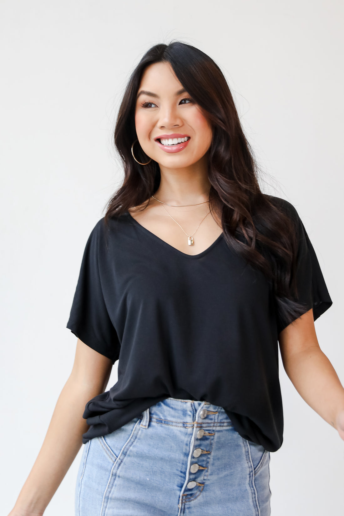 black Everyday Tee on model