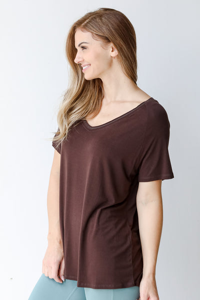 Everyday Tee in brown side view