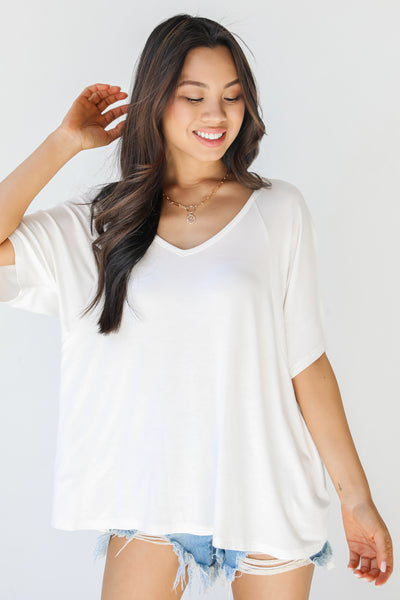 Jersey Knit Tee in ivory front view