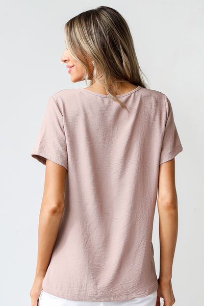 taupe basic Blouse back view
