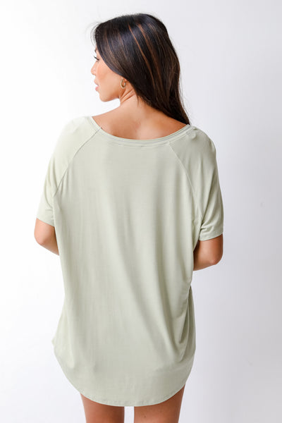 Basic Everyday Tee in sage back view